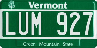 VT license plate LUM927