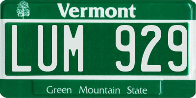 VT license plate LUM929