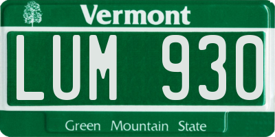 VT license plate LUM930
