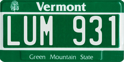 VT license plate LUM931