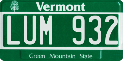 VT license plate LUM932