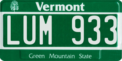 VT license plate LUM933