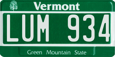 VT license plate LUM934