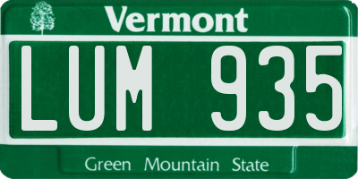 VT license plate LUM935