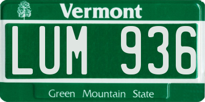 VT license plate LUM936