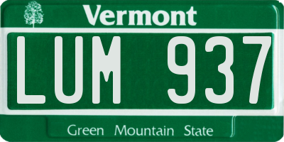 VT license plate LUM937