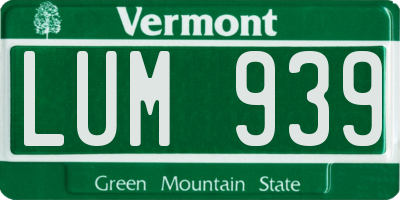 VT license plate LUM939