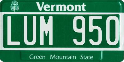 VT license plate LUM950