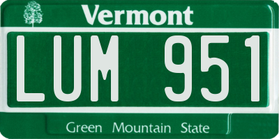 VT license plate LUM951