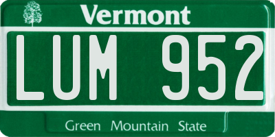 VT license plate LUM952