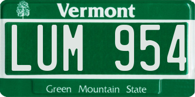 VT license plate LUM954