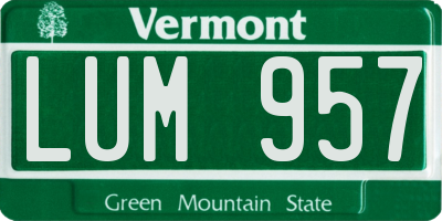 VT license plate LUM957