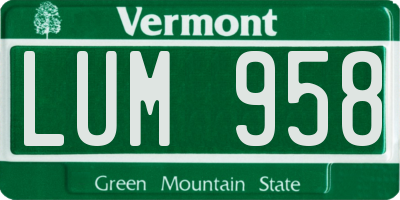 VT license plate LUM958