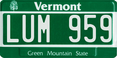 VT license plate LUM959