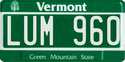 VT license plate LUM960