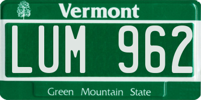 VT license plate LUM962