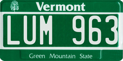 VT license plate LUM963