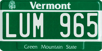 VT license plate LUM965