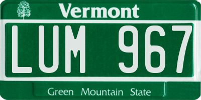 VT license plate LUM967