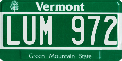 VT license plate LUM972