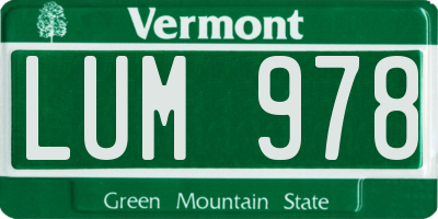 VT license plate LUM978
