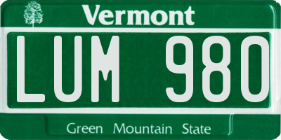 VT license plate LUM980