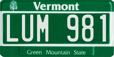 VT license plate LUM981