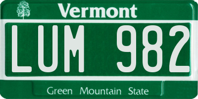 VT license plate LUM982