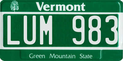 VT license plate LUM983