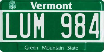 VT license plate LUM984