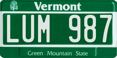 VT license plate LUM987