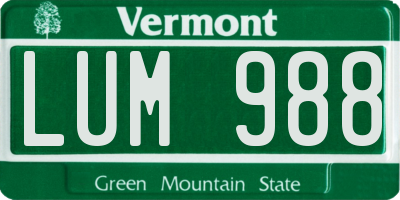 VT license plate LUM988