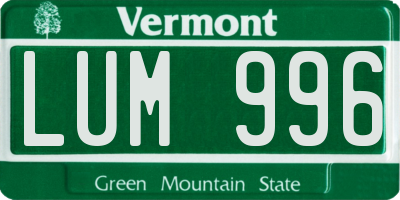 VT license plate LUM996