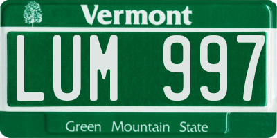 VT license plate LUM997
