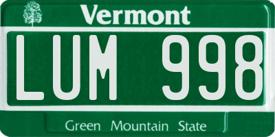 VT license plate LUM998