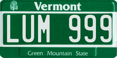 VT license plate LUM999