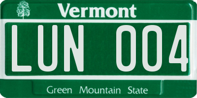 VT license plate LUN004