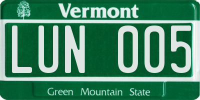 VT license plate LUN005
