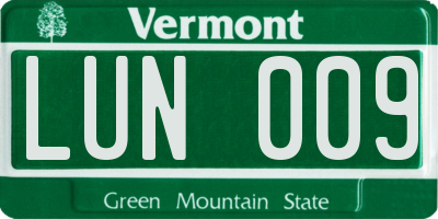 VT license plate LUN009