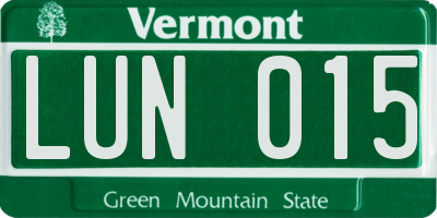 VT license plate LUN015