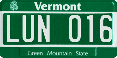 VT license plate LUN016