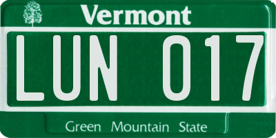 VT license plate LUN017