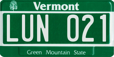 VT license plate LUN021