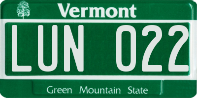 VT license plate LUN022