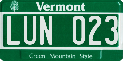 VT license plate LUN023