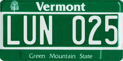 VT license plate LUN025