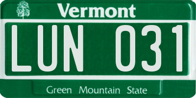 VT license plate LUN031