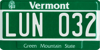 VT license plate LUN032