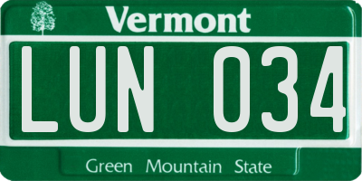 VT license plate LUN034