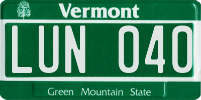 VT license plate LUN040